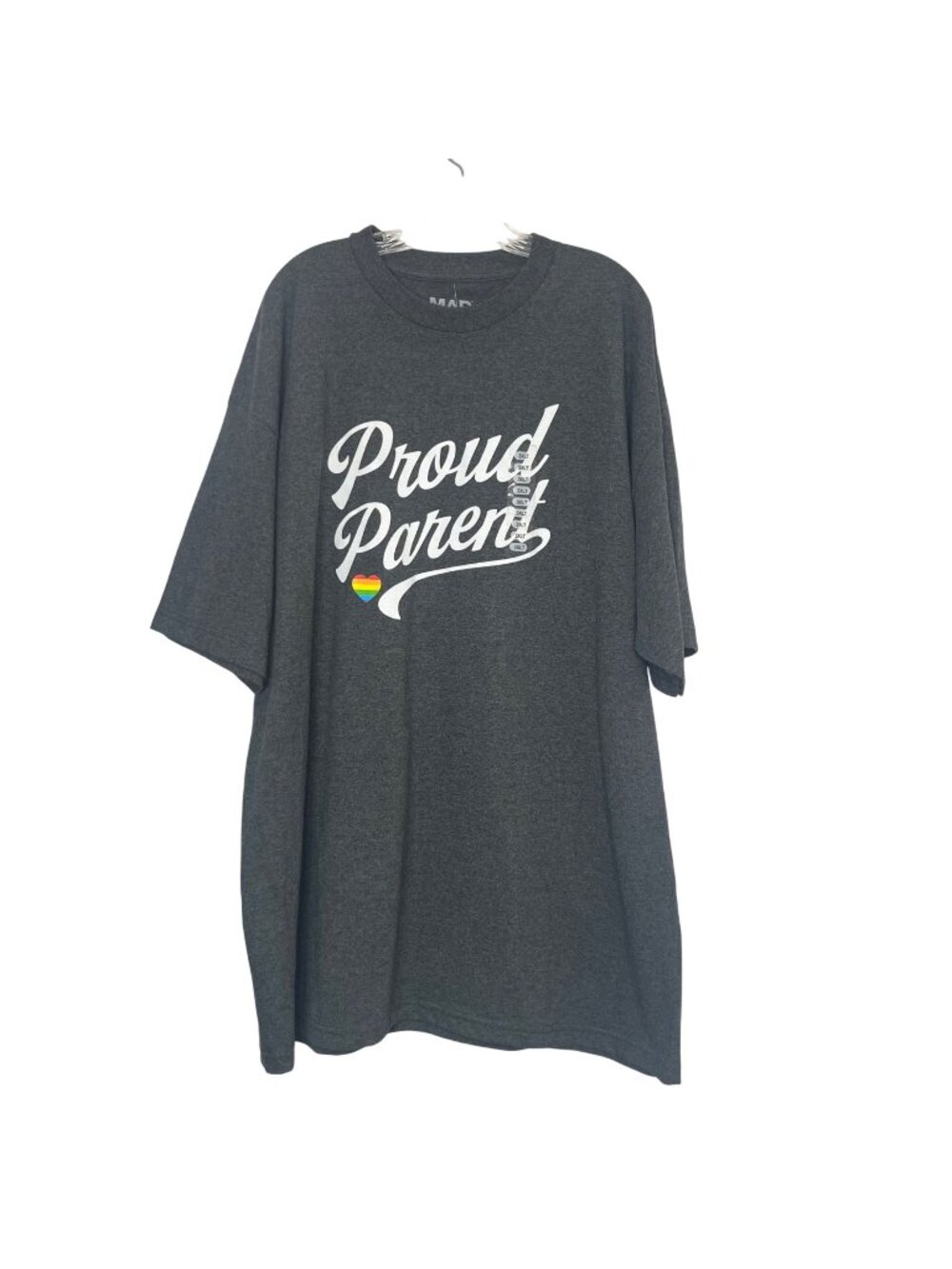 Mad Engine Proud Parent TShirt Mens 3XLT Gray New Rainbow Heart